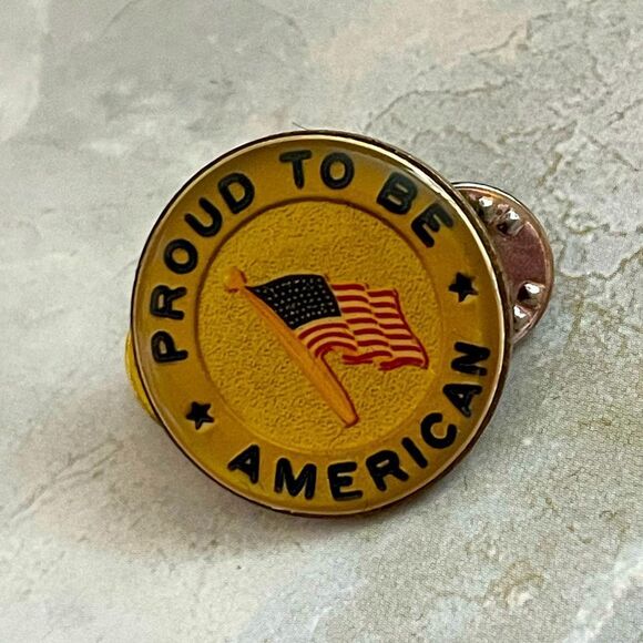 Vintage Flag Proud to Be American Pin - Yellow - Picture 1 of 3